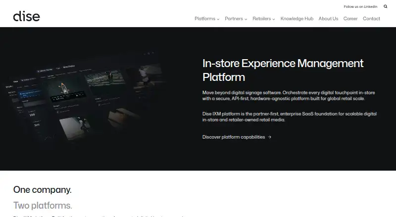Dise IXM Platform's website