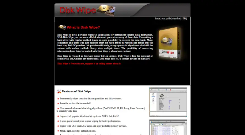 The Disk Wipe homepage