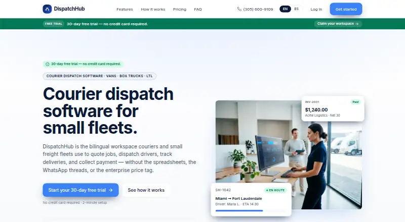 DispatchHub's website