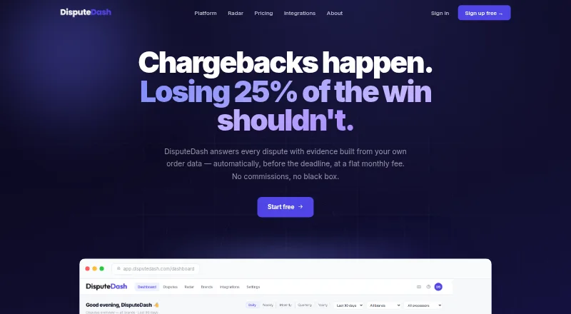 DisputeDash's website
