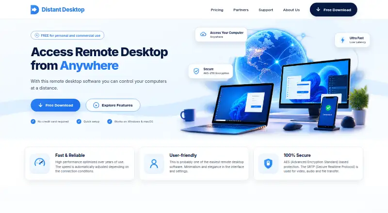 Distant Desktop's website