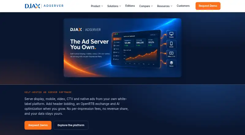 DJAx Ad Server's website