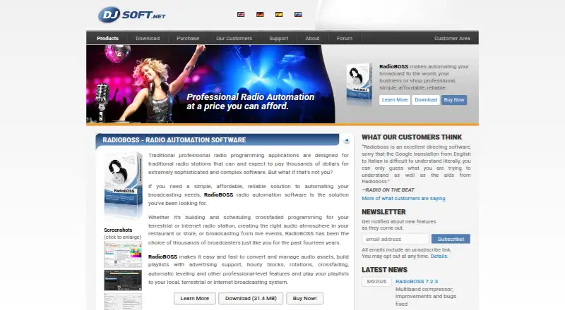 RadioBOSS's website