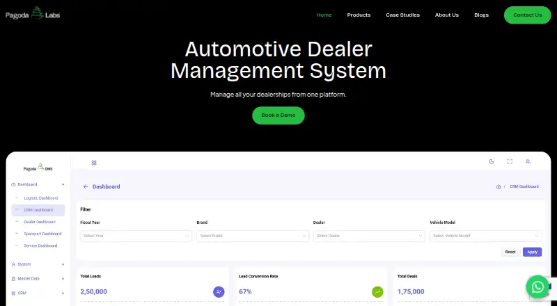 Pagoda Labs DMS's website