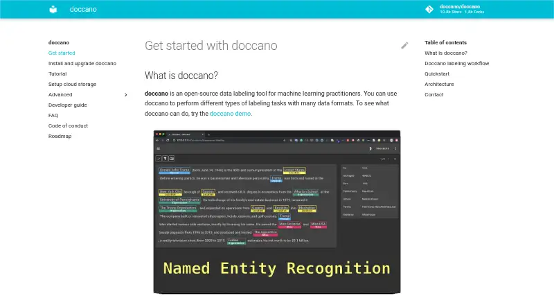 Doccano's website