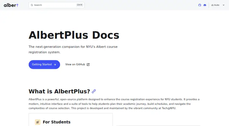 The AlbertPlus homepage