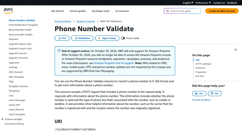 Amazon Phone Number Validate's website