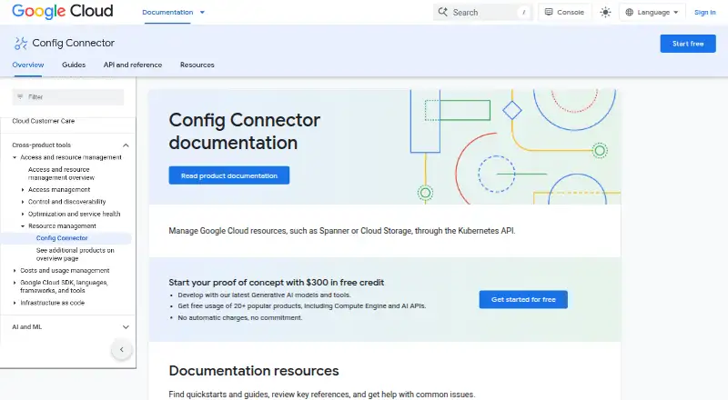 Google Config Connector's website