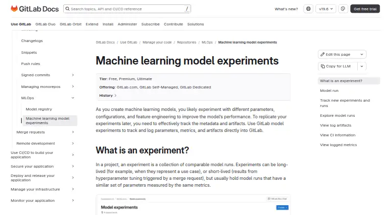 GitLab Model Experiments's website