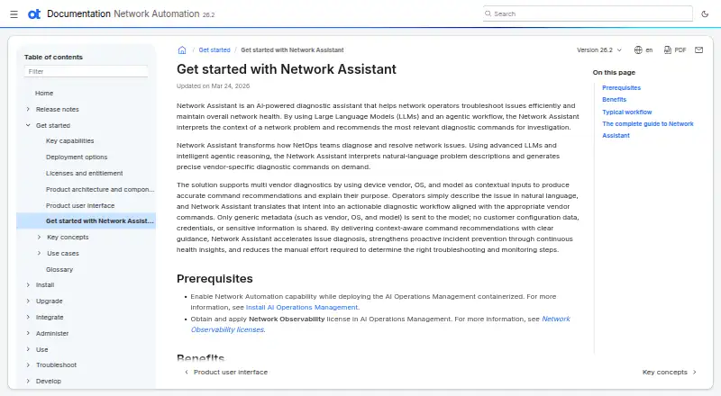 The Network Assistant homepage