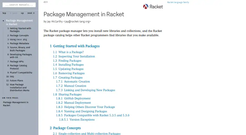 The Racket Package Manager homepage