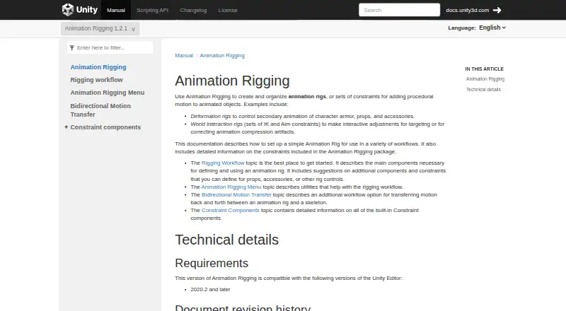 Unity Animation Rigging's website