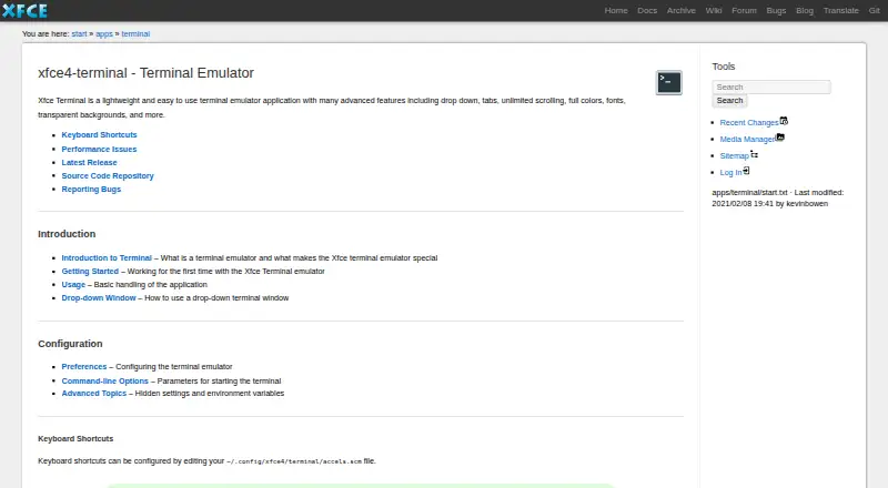 Xfce Terminal's website