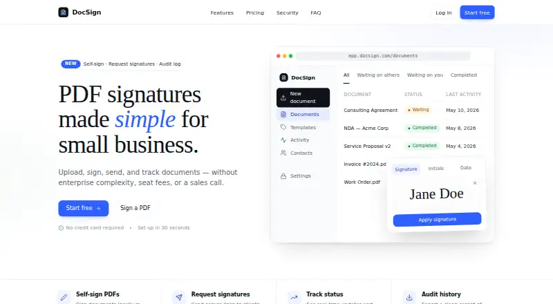 DocSign's website