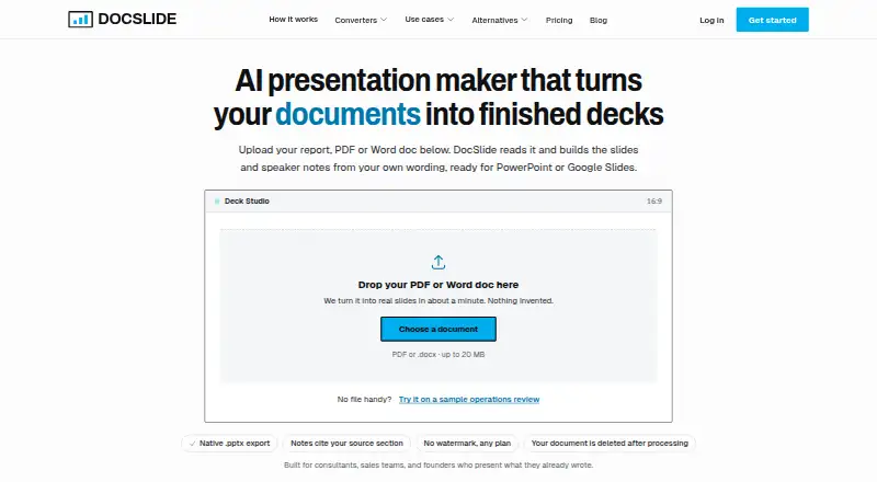 The Docslide homepage