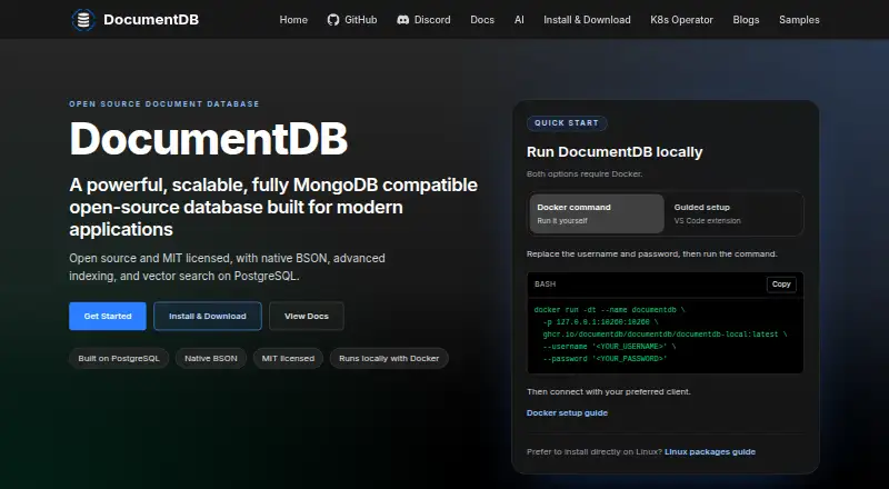 DocumentDB's website