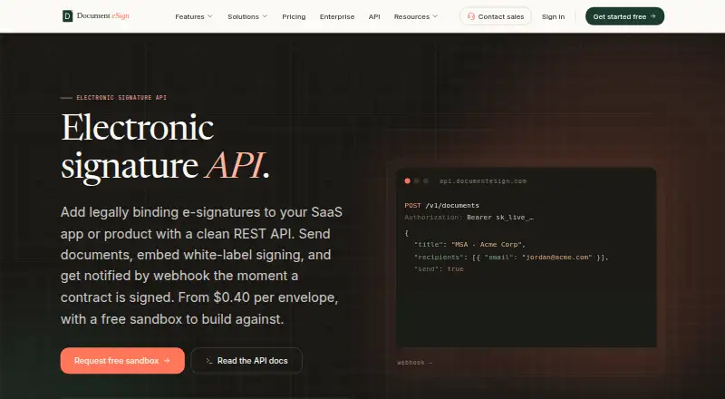 Document eSign API's website