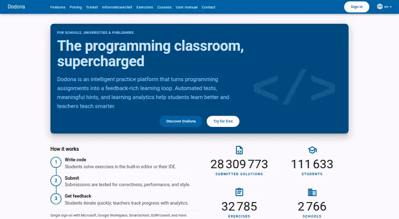 The Dodona homepage