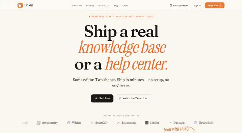 The Dokly homepage