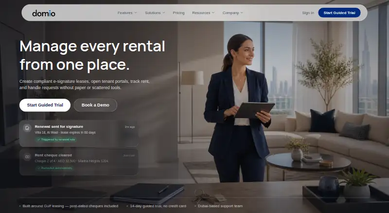 The Domio homepage