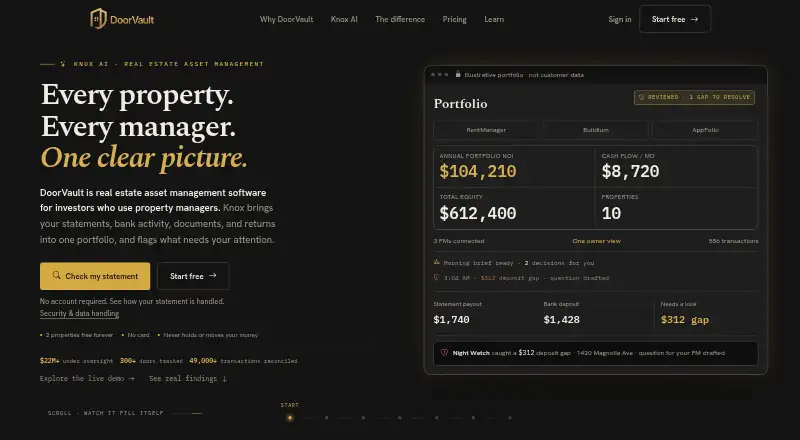 The DoorVault homepage