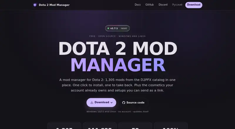 Dota 2 Mod Manager's website