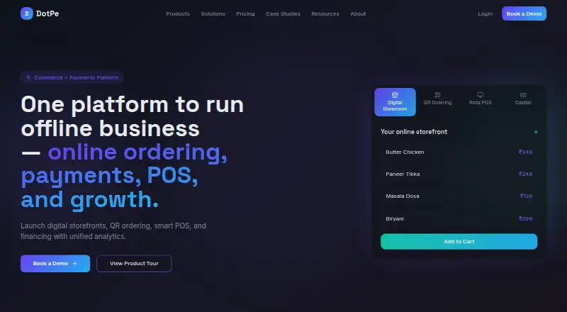 The DotPe Digital Showroom homepage