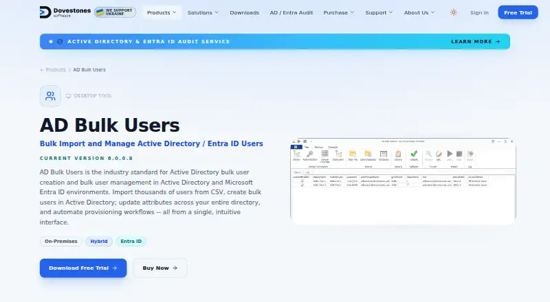 Dovestones AD Bulk Users's website