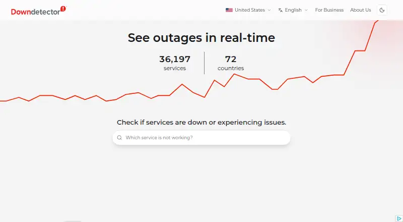 The Downdetector homepage