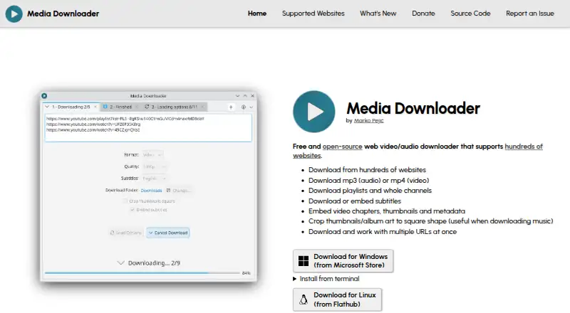 Media Downloader's website