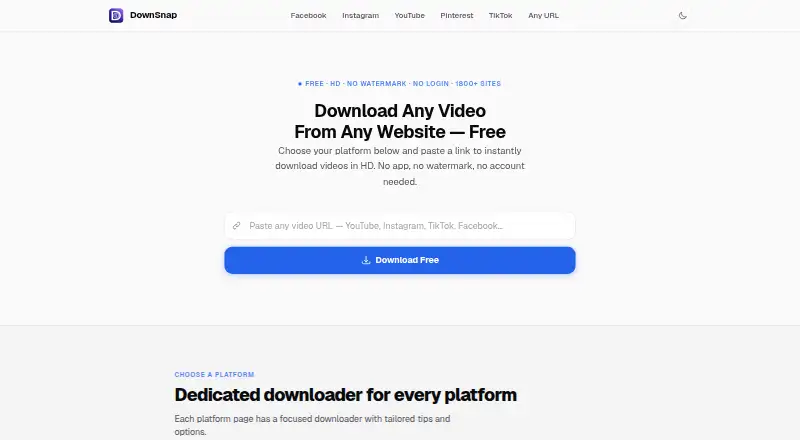 DownSnap's website