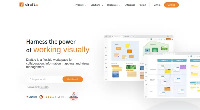 The Draft.io homepage