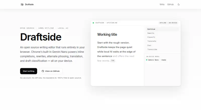 Draftside's website