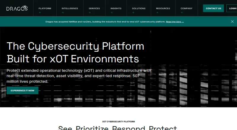The Dragos Platform homepage