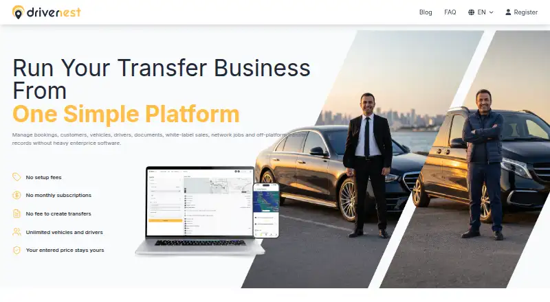 The DriverNest homepage