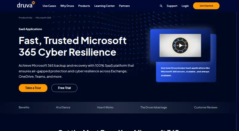 Druva Microsoft 365 Backup's website