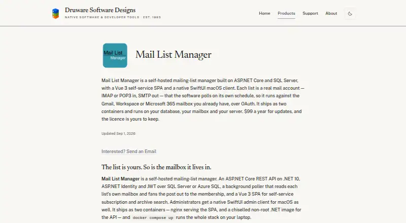 Mail List Manager's website