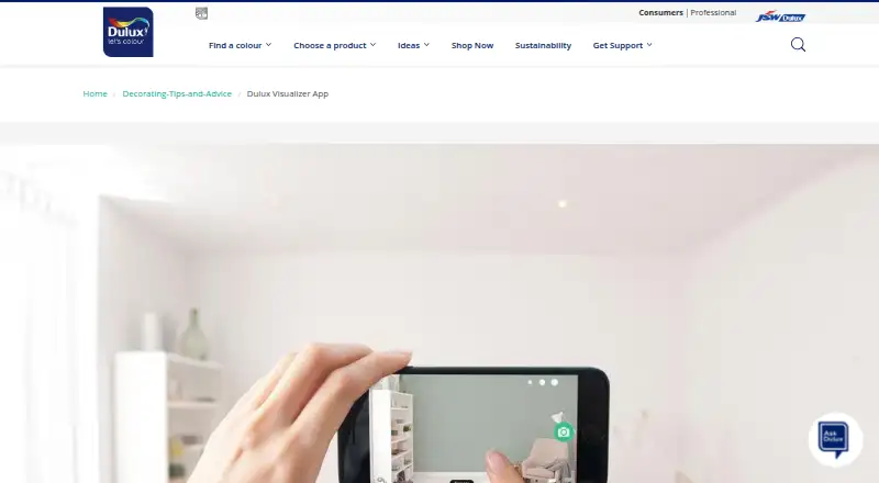 Dulux Visualizer's website