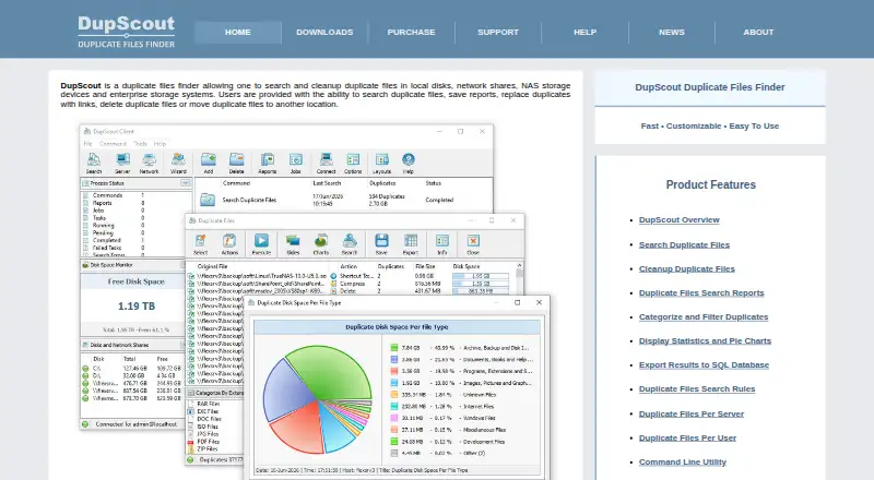 The DupScout homepage
