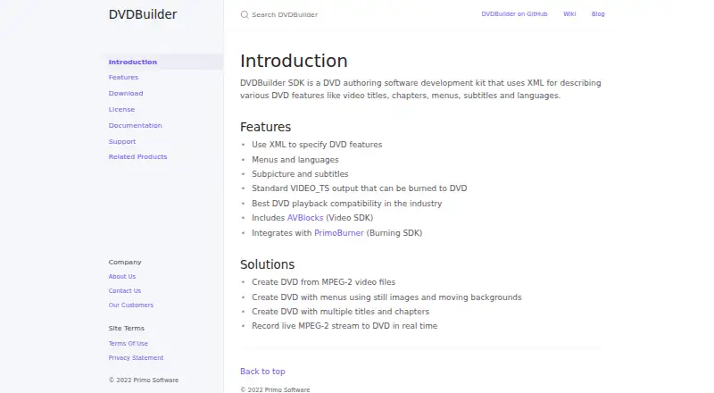 DVDBuilder SDK's website