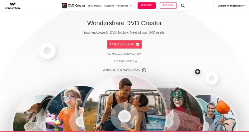Wondershare DVD Creator's website