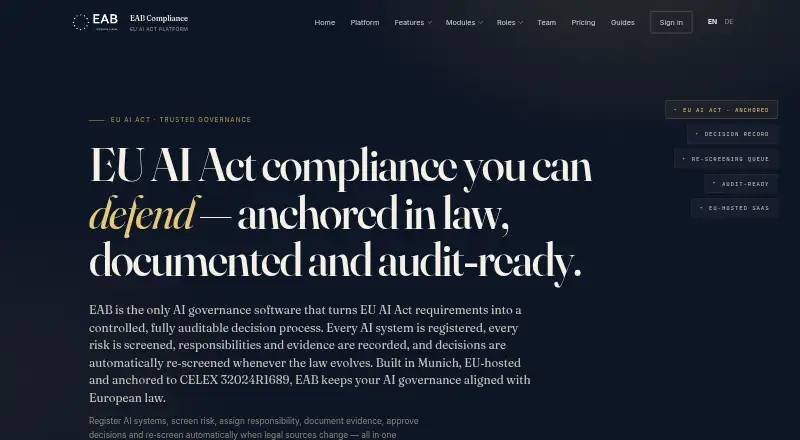The EAB Compliance homepage