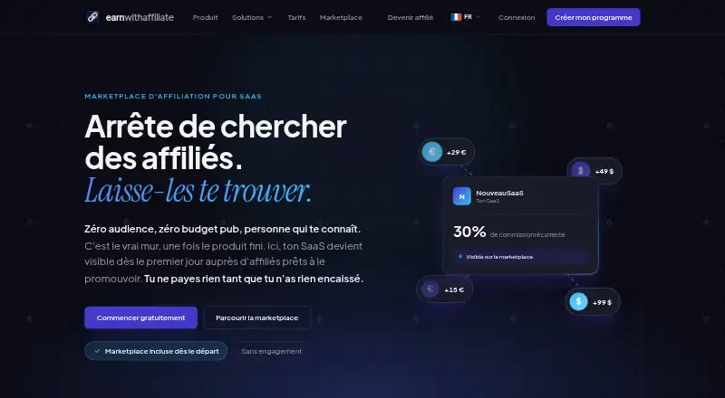 The earnwithaffiliate homepage