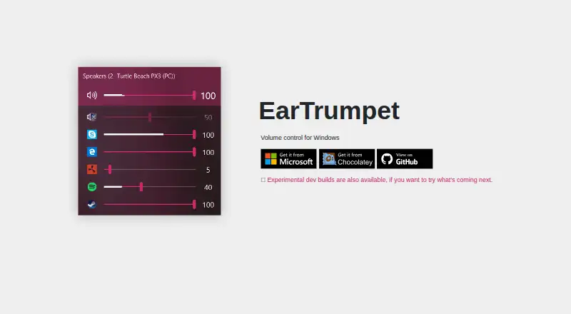 The EarTrumpet homepage