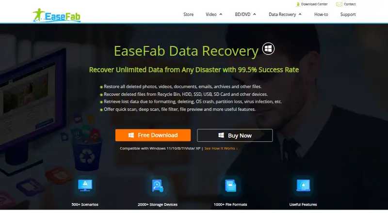 EaseFab Data Recovery's website