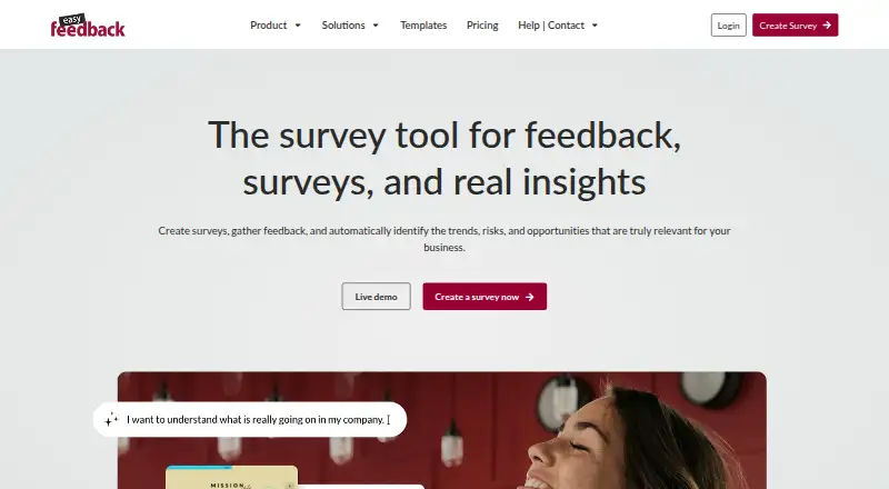 The easyfeedback homepage