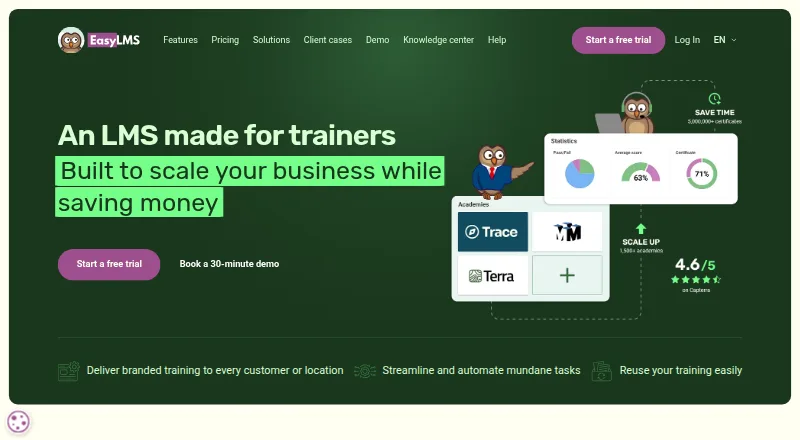 The Easy LMS homepage