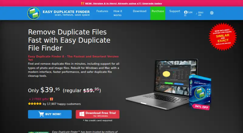 The Easy Duplicate Finder homepage