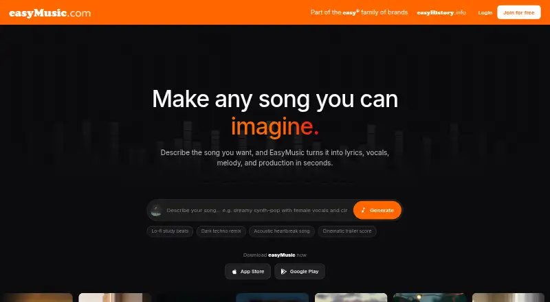 The easyMusic homepage