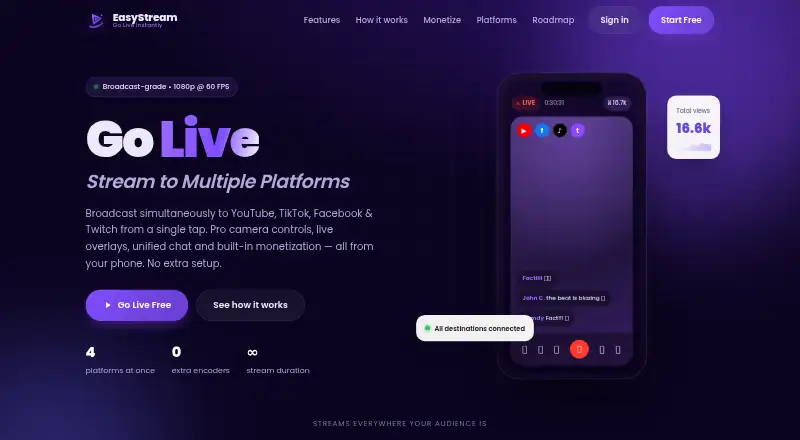 EasyStream's website
